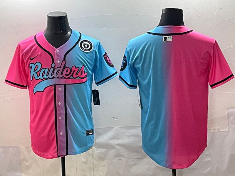 Men 2025 Oakland Raiders Blank Blue pink Nike Limited NFL Jersey style 004